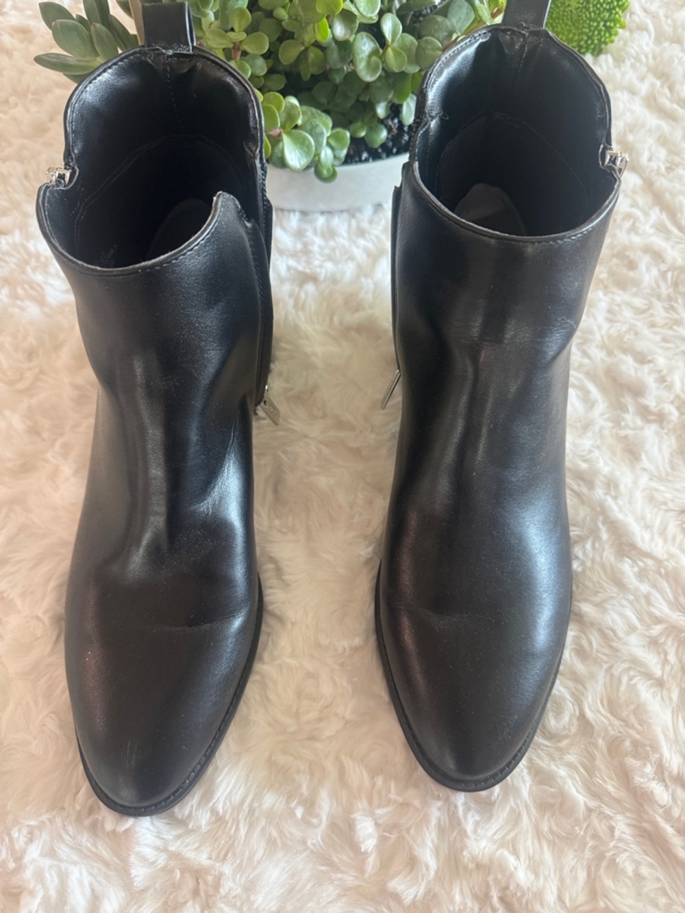 Calvin Klein Black Leather Ankle Boots size 9.5